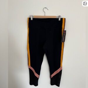 Betsey Johnson Kids Leggings in Black with Pink and Rust Stripes